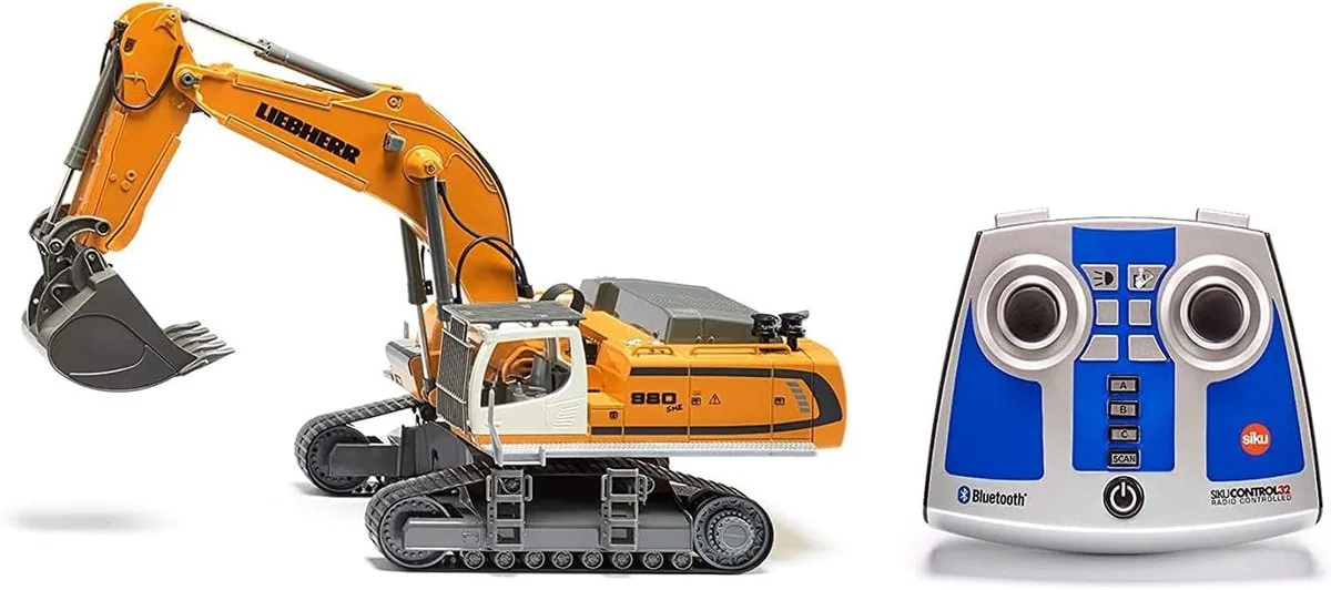 SIKU 6740, Liebherr R980 SME rupsgraafmachine, 1:32, Incl. Bluetooth-afstandsbediening, Metaal/Kunststof by Siku in Yellow – product photo
