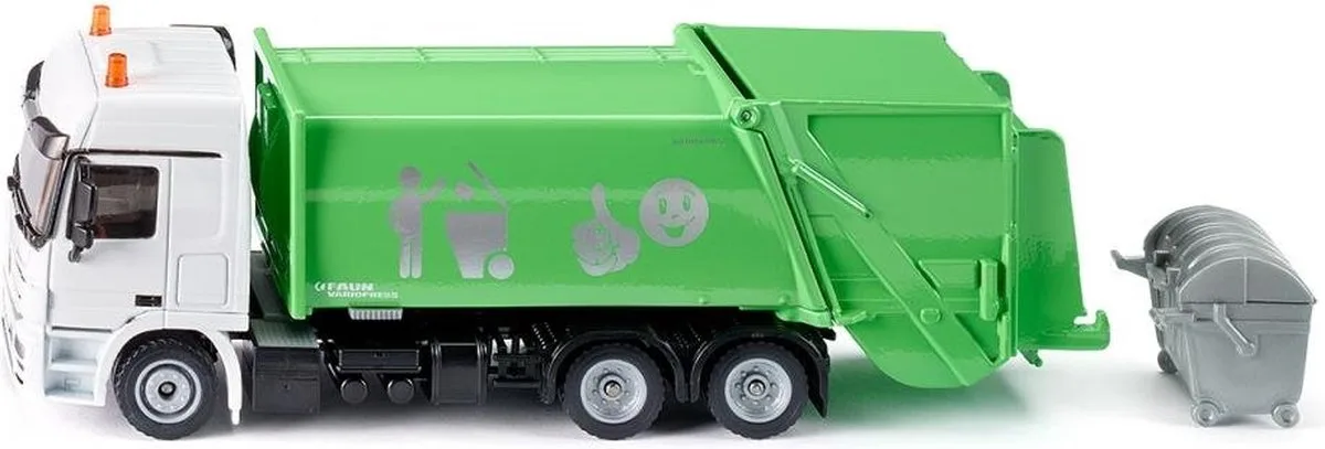 SIKU2938 vuilniswagen incl. vuilnisbak, schaal 1:50, metaal/kunststof de Siku en Vert, Blanc – photo du produit