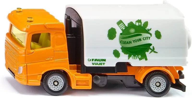 straatveegvoertuig - geel/wit, 2 as chassis fra Siku – produktbillede