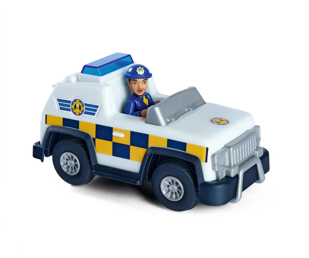 Brandweerman Sam Politie 4x4 Jeep met Speelfiguur van Simba in Blauw, Wit – productfoto