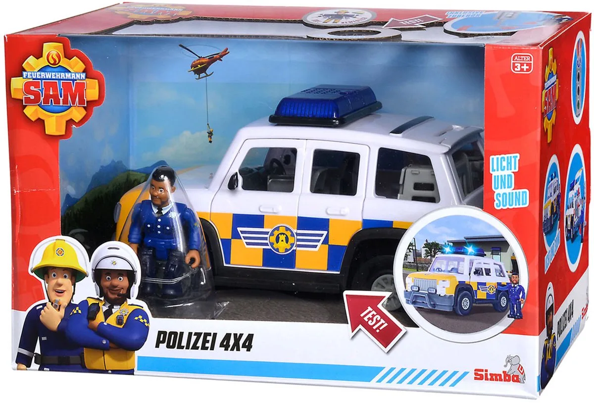 Brandweerman Sam Politieauto met Speelfiguur de Simba en Multicolore – photo du produit