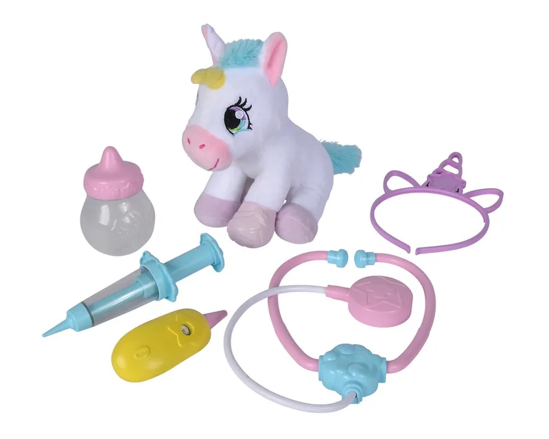 Dierenarts - Eenhoorn - Unicorn - Knuffel van Simba in Rood – productfoto