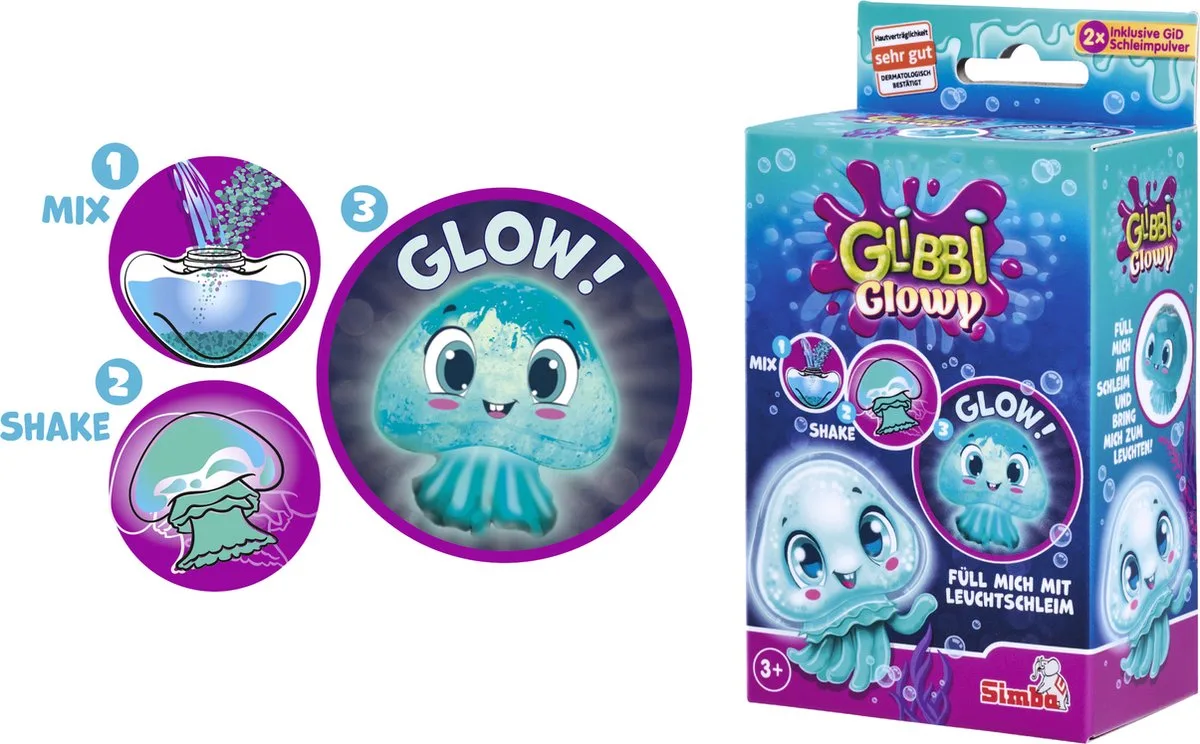 Glibbi Glowy - Jellyfish - Slijm - Licht op in het donker de Simba en Bleu – photo du produit