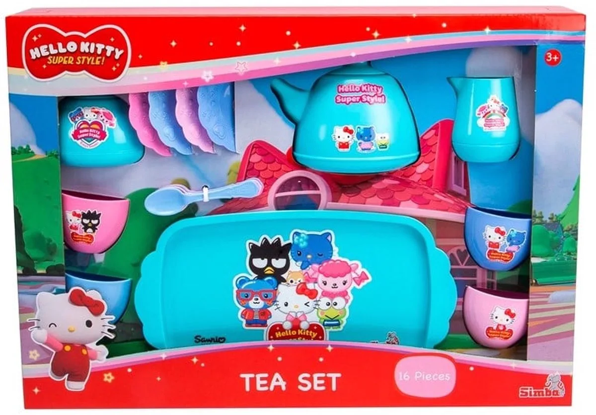 Hello Kitty thee-servies, 16-delig van Simba in Blauw, Roze – productfoto