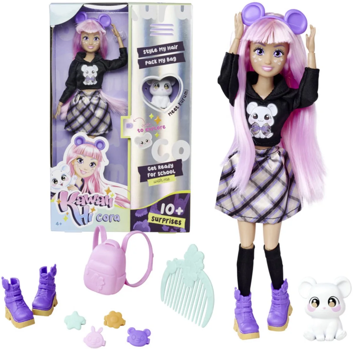 Modepop Kawai Hi Cora 26cm - Met accessoires en dier inbegrepen de Simba en Violet – photo du produit