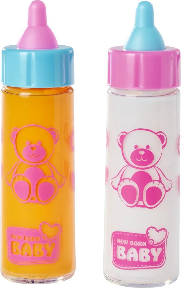 New Born Baby - 2 Magische baby flesjes - jus en melk - 12 cm - vanaf 3 jaar van Simba in Meerkleurig – productfoto