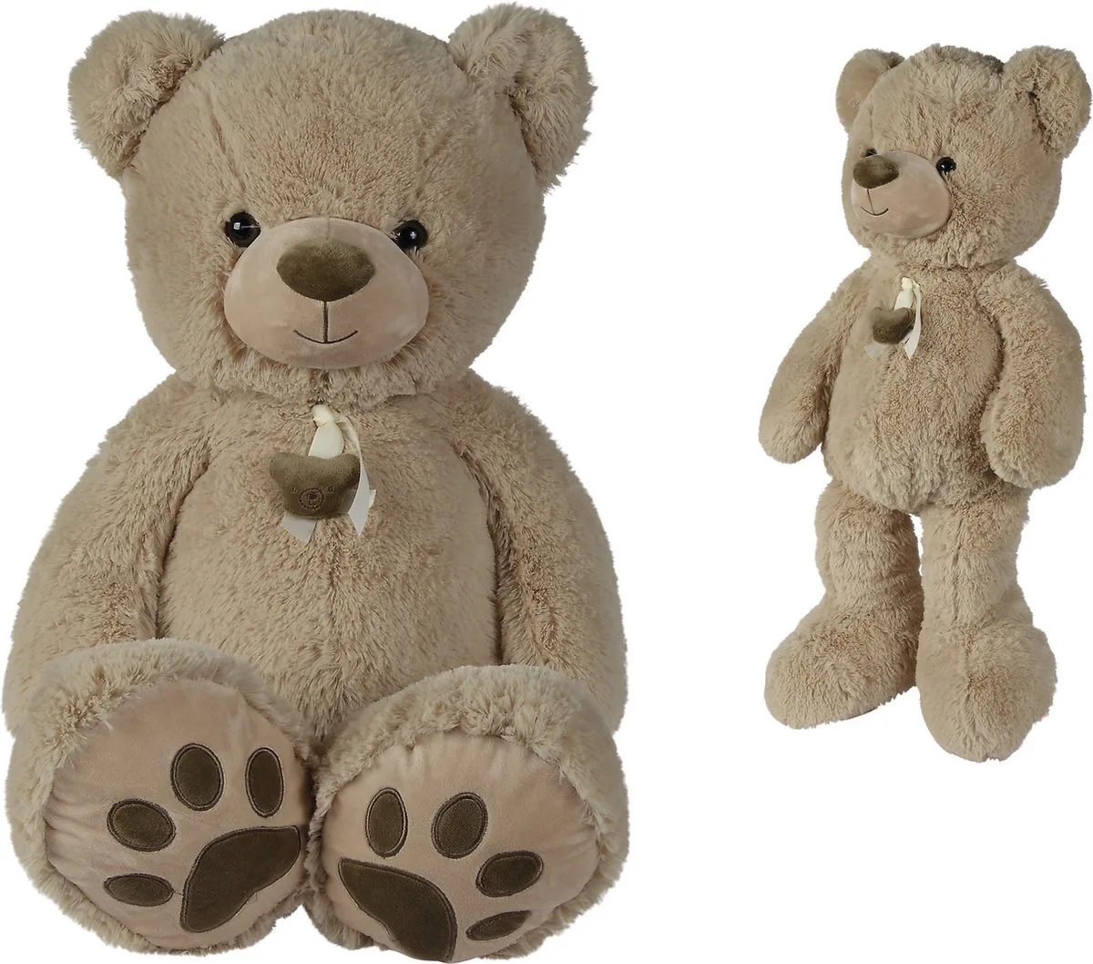Nicotoy - Beer - Beige beer lint met berenkopje (85cm) - Pluche - Knuffel de Simba en Marron – photo du produit