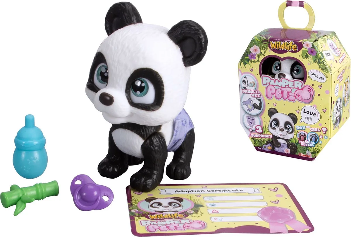 Pamper Petz - Panda - Drink en plas functie - Luier met kleur verander functie - Vanaf 3 jaar fra Simba i Sort – produktbillede