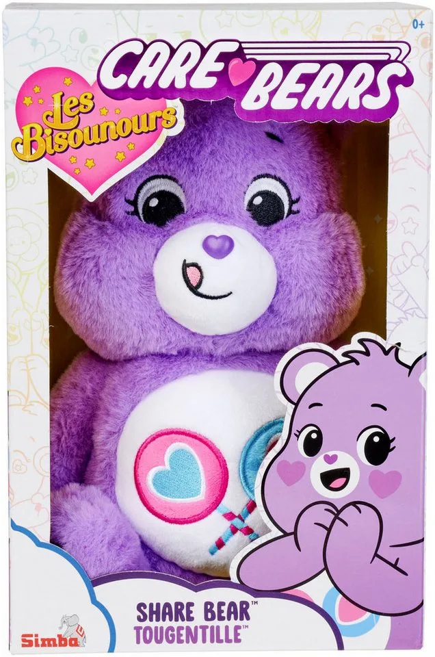 Pluche Care Bears - Share Bear 35cm BOX van Simba in Paars – productfoto 5 van 5
