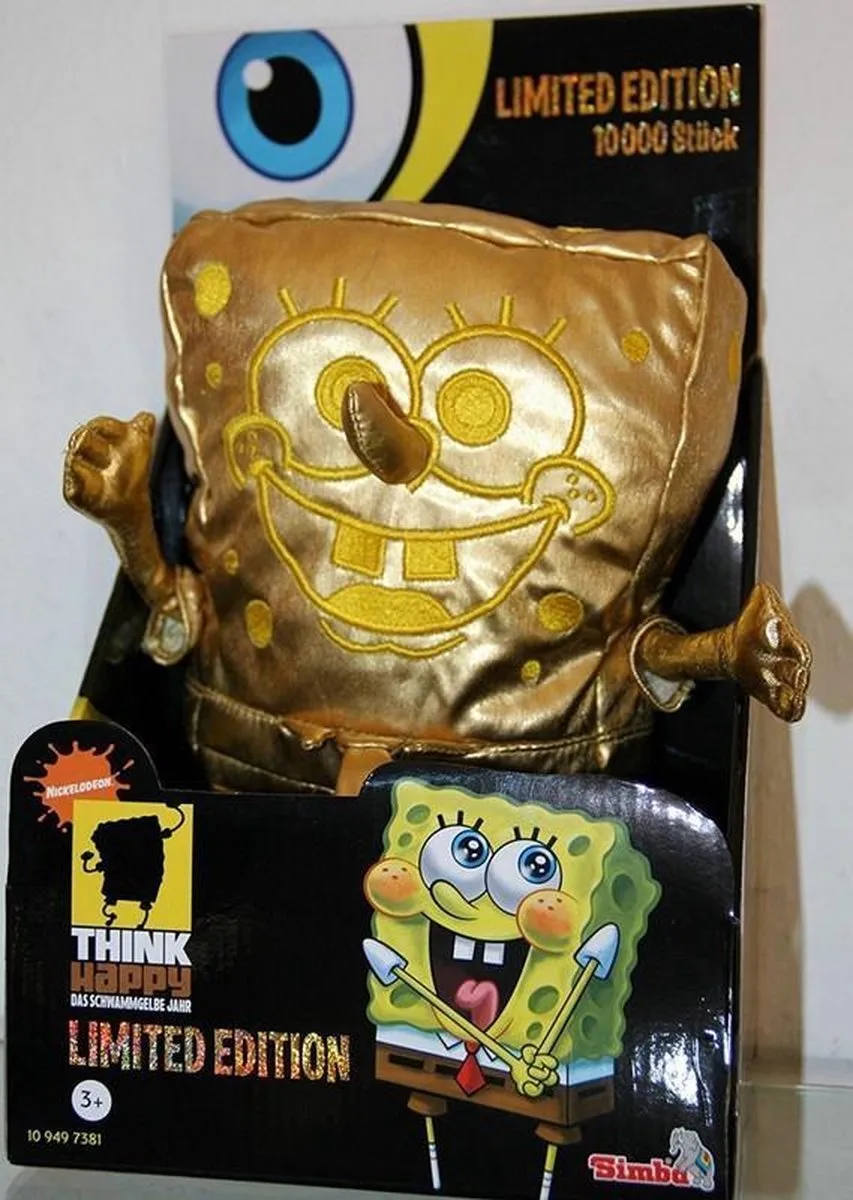 Sponge Bob - Knuffel - Goudkleur - 28 cm hoog van Simba in Goud – productfoto