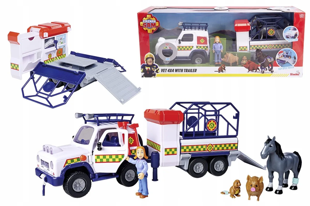 Strażak Sam Dierenambulance met Aanhanger de Simba en Bleu – photo du produit