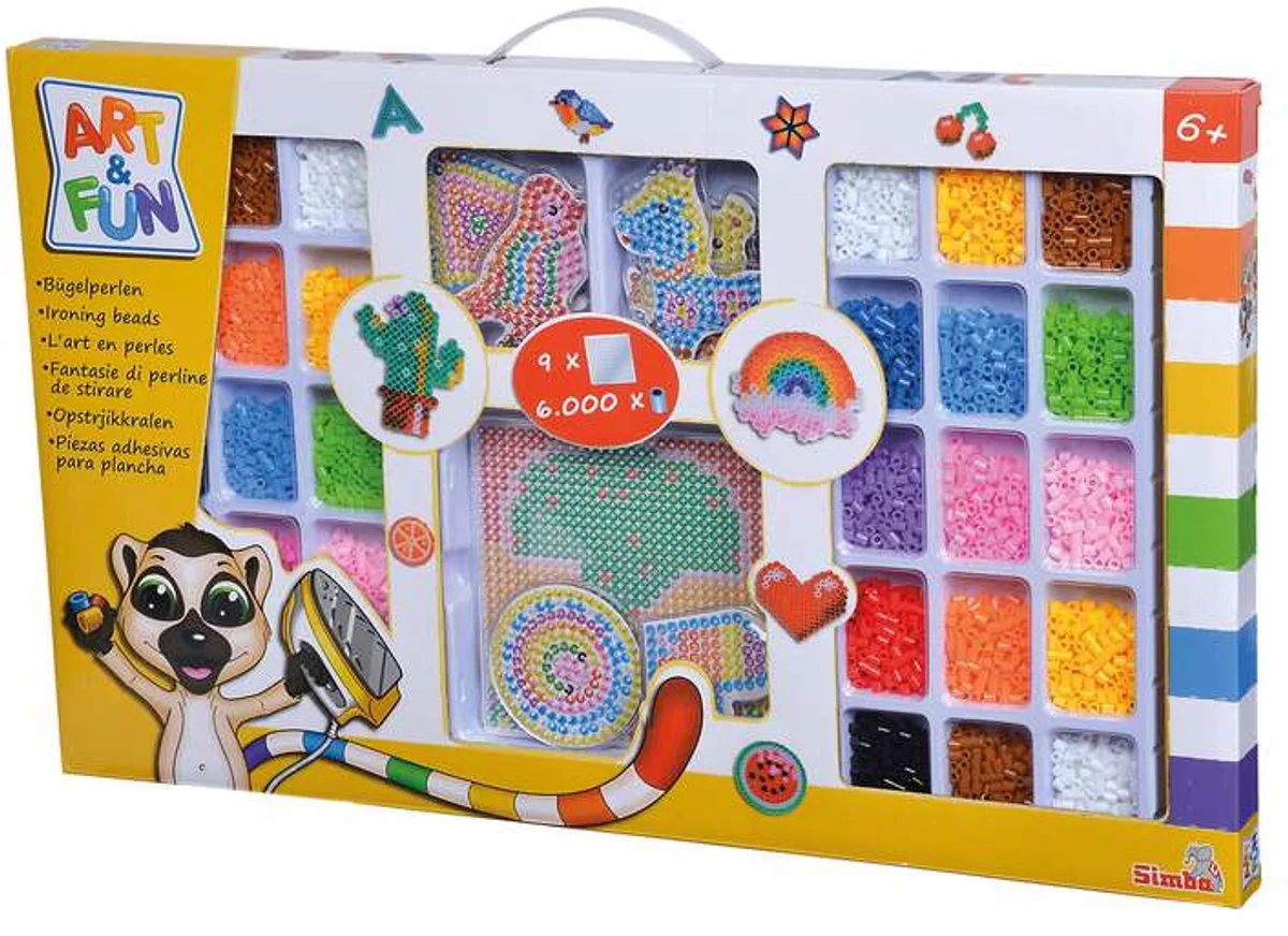 Strijkkralen - Art & fun 6000 Strijkparels - Set met stekkerbord - verschillende kleuren från Simba i Flerfärgad – produktbild