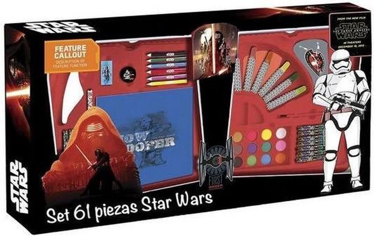 Tekenkoffer Schoolgerief Star Wars (61 pcs) waterverf stiften kleurpotloden fra Simba i Flerfarvet – produktbillede