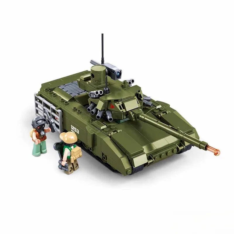 Army Armata groene tank bouwspeelgoed kinderen vanaf 6 jaar – Constructiespeelgoed modelbouw – bouwdoos met 319 bouwstenen – M38-B1253 by Sluban in Army Armata Tank – product photo