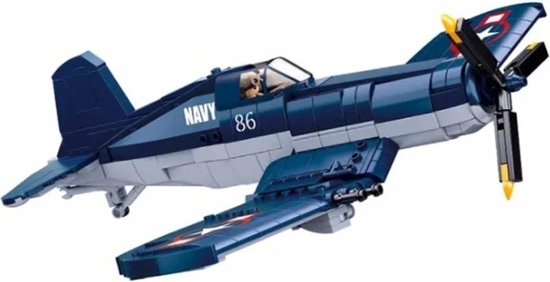 Army WWII F4U Fighter vliegtuig bouwspeelgoed - Constructiespeelgoed modelbouw - bouwdoos met 550 bouwstenen - M38-B1109 vanaf 8 jaar de Sluban en Army WWII Vliegtuig F4U – photo du produit