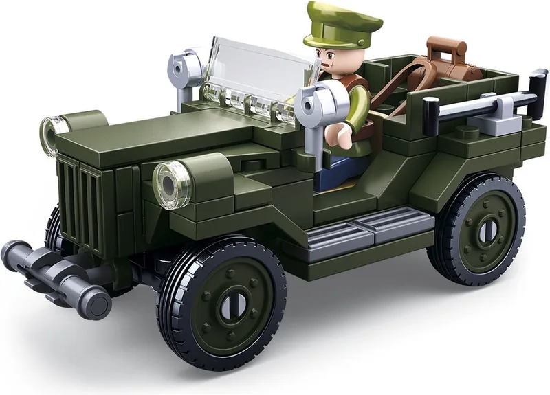 Army WWII – Legerjeep GAZ67 Bouwspeelgoed met 112 bouwstenen – M38‑B0682 – vanaf 8 jaar by Sluban in Army WWII Legerjeep – product photo