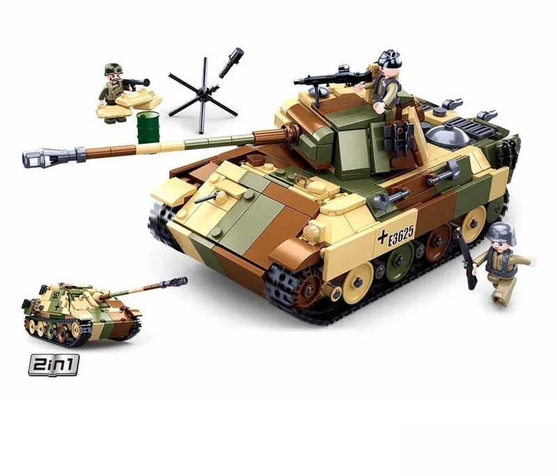 Army WWII Medium Leger Tank speelgoed – Constructiespeelgoed modelbouw – bouwdoos met 725 bouwstenen – M38-B0859 vanaf 8 jaar van Sluban in Army WWII Tank Medium leger – productfoto