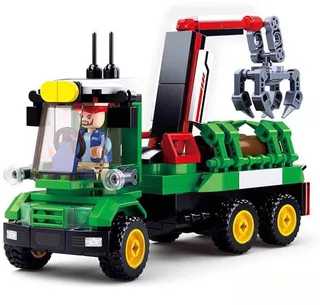 Boomstammenvervoer bouwspeelgoed kinderen vanaf 6 jaar – Constructiespeelgoed modelbouw – bouwdoos met 209 bouwstenen – M38-B0778 van Sluban in Meerkleurig – productfoto 1 van 2