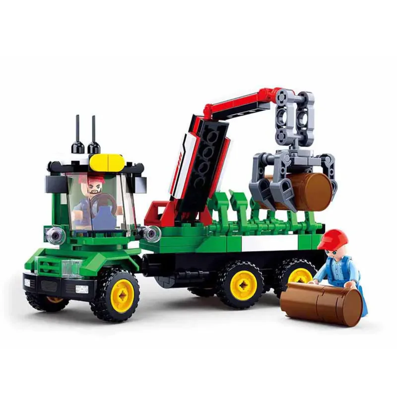 Boomstammenvervoer bouwspeelgoed kinderen vanaf 6 jaar – Constructiespeelgoed modelbouw – bouwdoos met 209 bouwstenen – M38-B0778 van Sluban in Meerkleurig – productfoto 2 van 2