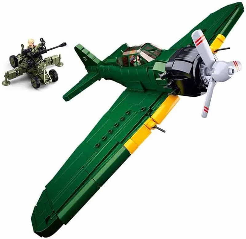 bouwspeelgoed – Constructiespeelgoed – bouwset met 560 bouwstenen – M38-B1108 – vanaf 8 jaar de Sluban en Army WWII Vliegtuig A6M Zero – photo du produit