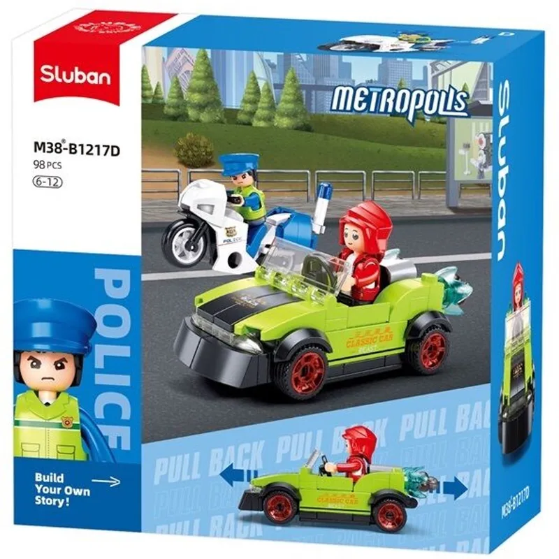 bouwspeelgoed kinderen vanaf 6 jaar – Constructiespeelgoed modelbouw – bouwdoos met 98 bouwstenen – M38-B1217D de Sluban en Metropolis Politie Achtervolging – photo du produit