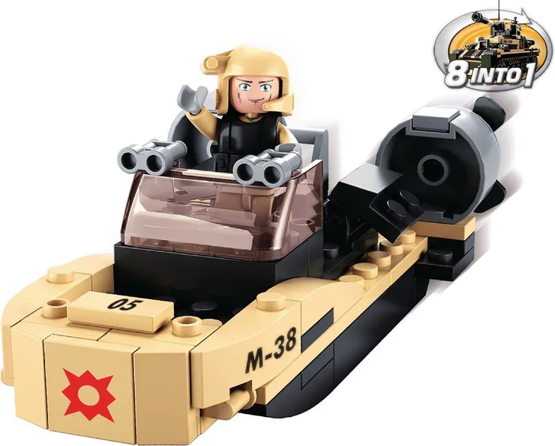 bouwspeelgoed kinderen vanaf 6 jaar – Constructiespeelgoed modelbouw – bouwdoos met 73 bouwstenen en 1 minifiguur – M38-B0587H by Sluban in Army Aanvalsboot – product photo