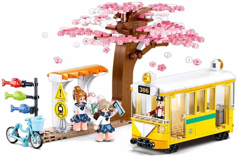 bouwspeelgoed kinderen vanaf 6 jaar – Constructiespeelgoed modelbouw – bouwdoos met 347 bouwstenen en 3 minifiguren – M38-B1018 de Sluban en Girls Dream Tramhalte – photo du produit