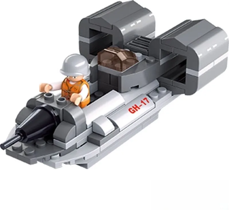 bouwspeelgoed kinderen vanaf 6 jaar – Constructiespeelgoed modelbouw – bouwdoos met 101 bouwstenen en 1 minifiguur – M38-B0537F de Sluban en Army Jet Boot 3-in-1 – photo du produit