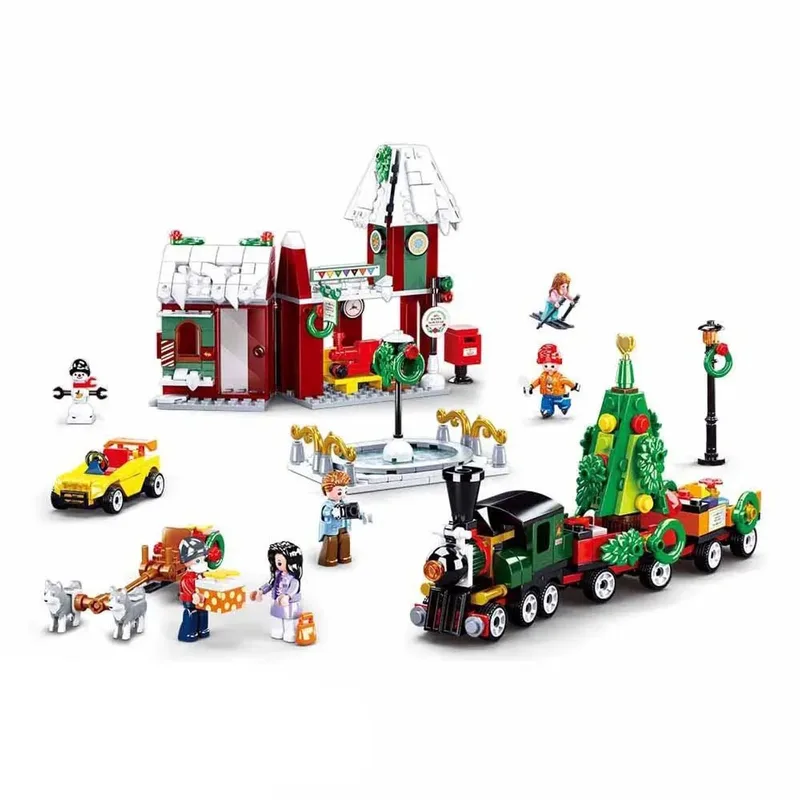 bouwspeelgoed kinderen vanaf 6 jaar - Constructiespeelgoed modelbouw - bouwdoos met 565 bouwstenen - M38-B0887 de Sluban en Town Kerstdorp – photo du produit