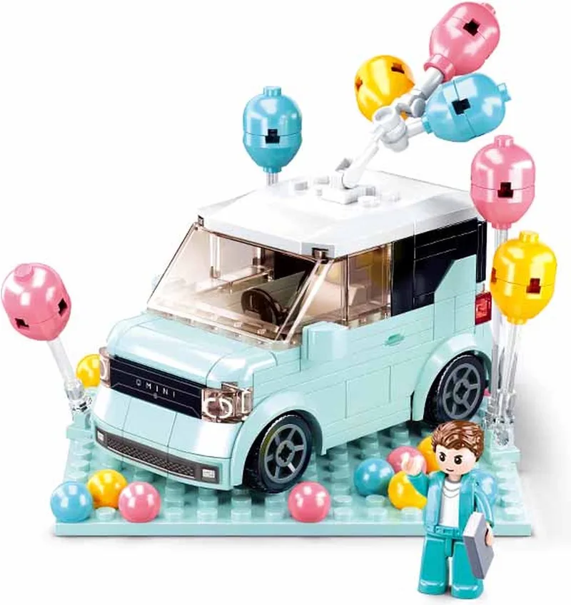 bouwspeelgoed kinderen vanaf 8 jaar – Constructiespeelgoed modelbouw auto – bouwdoos met 236 bouwstenen en 1 minifiguur – M38-B1087 by Sluban in Girls Dream Mini Handcraft Groene Auto – product photo