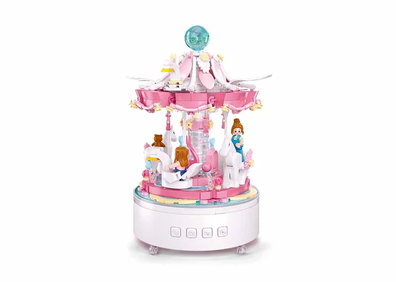 Carrousel Muziekdoos van Sluban in Roze multi – productfoto