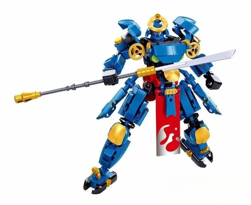 Exosuit Blue Samurai bouwspeelgoed actiefiguur – Constructiespeelgoed – bouwset met 230 bouwstenen – M38-B1312 – vanaf 6 jaar van Sluban in Exosuit Samurai blauw – productfoto