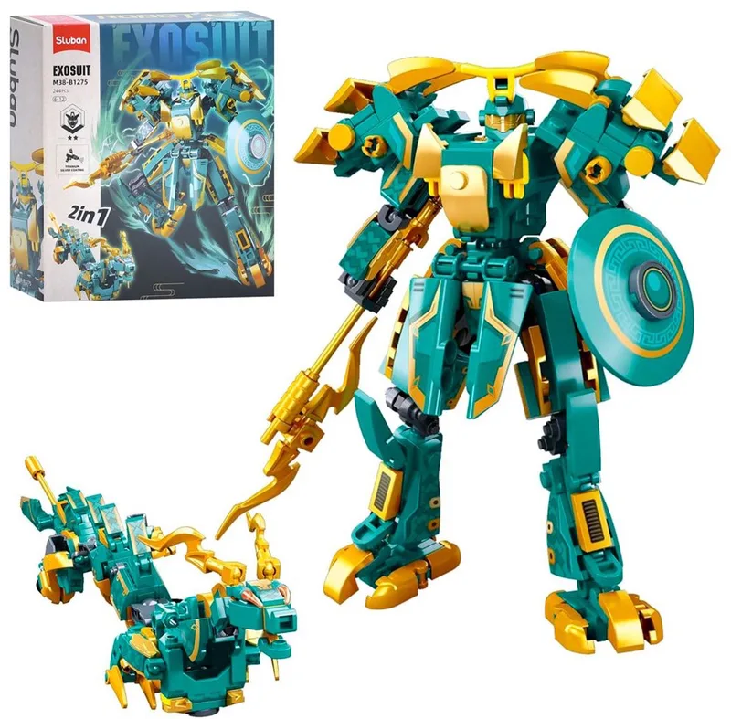 Exosuit Robot Azura Dragon bouwspeelgoed 2in1 actiefiguur - Constructiespeelgoed - bouwset met 244 bouwstenen - M38-B1275 - vanaf 6 jaar van Sluban in 2-in-1 Robot Dragon – productfoto