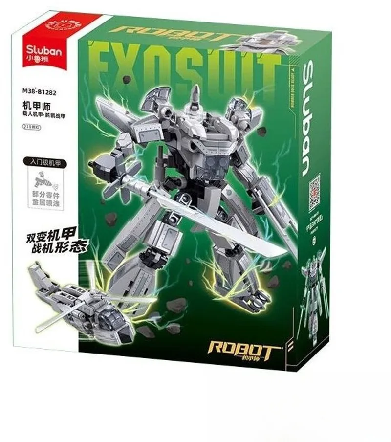 Exosuit Robot Helikopter bouwspeelgoed 2in1 actiefiguur – Constructiespeelgoed – bouwset met 218 bouwstenen – M38‑B1282 – vanaf 6 jaar de Sluban en 2 in 1 Robot Helikopter – photo du produit