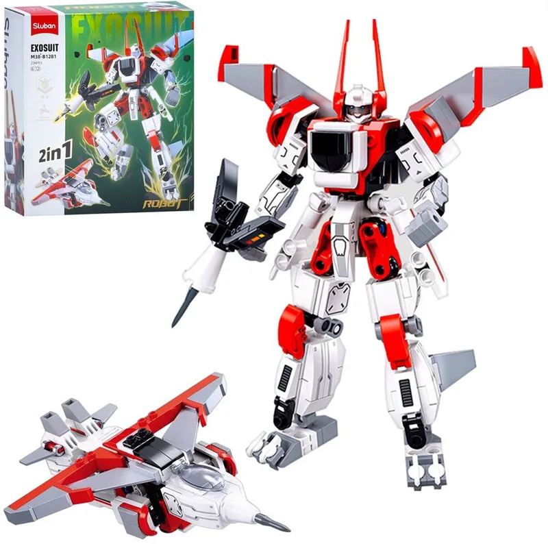 Exosuit Robot straaljager bouwspeelgoed 2in1 actiefiguur – Constructiespeelgoed – bouwset met 234 bouwstenen – M38‑B1281 – vanaf 6 jaar van Sluban in 2 in 1 Robot Straaljager – productfoto