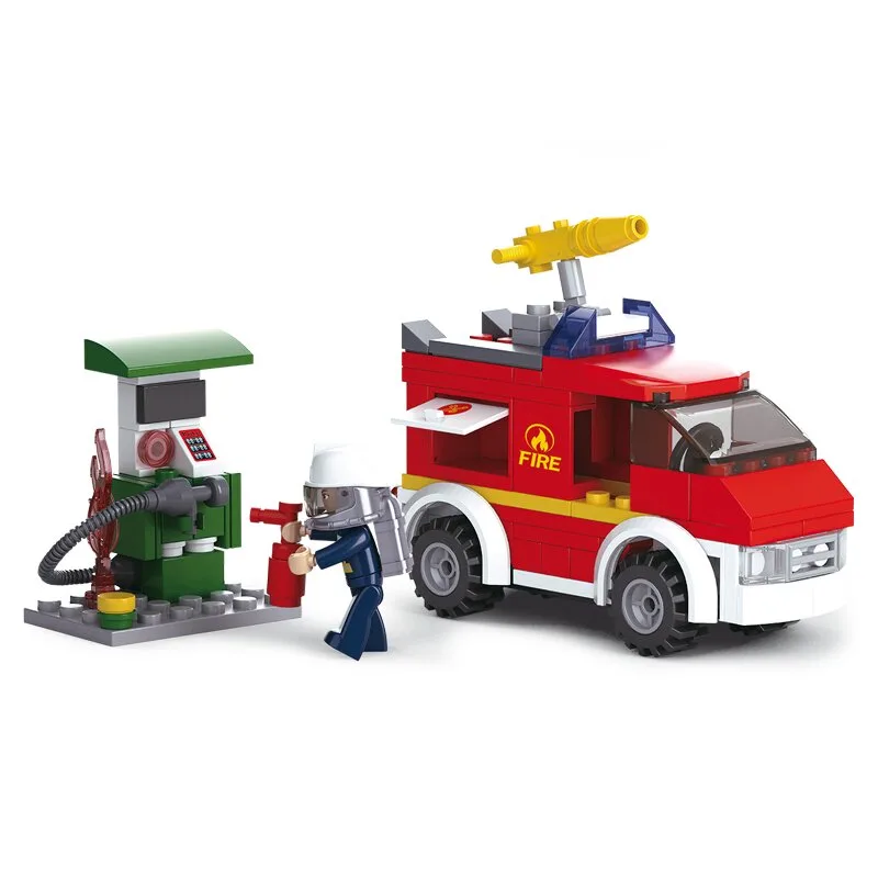 Fire Brigade Emergency Vehicle and Fuel Pump bouwstenen set (M38-B0623) von Sluban – Produktfoto