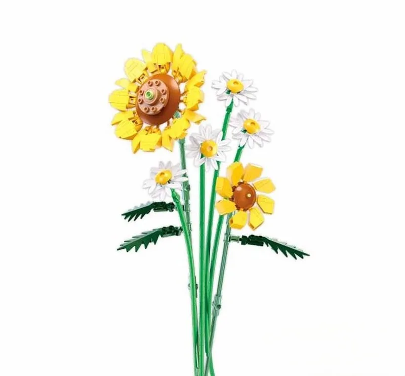 Flowers Zonnebloem bouwspeelgoed – Constructiespeelgoed bloemen modelbouw – bouwdoos met 329 bouwstenen – M38-B1121A – vanaf 10 jaar von Sluban in Zonnebloemboeket – Produktfoto