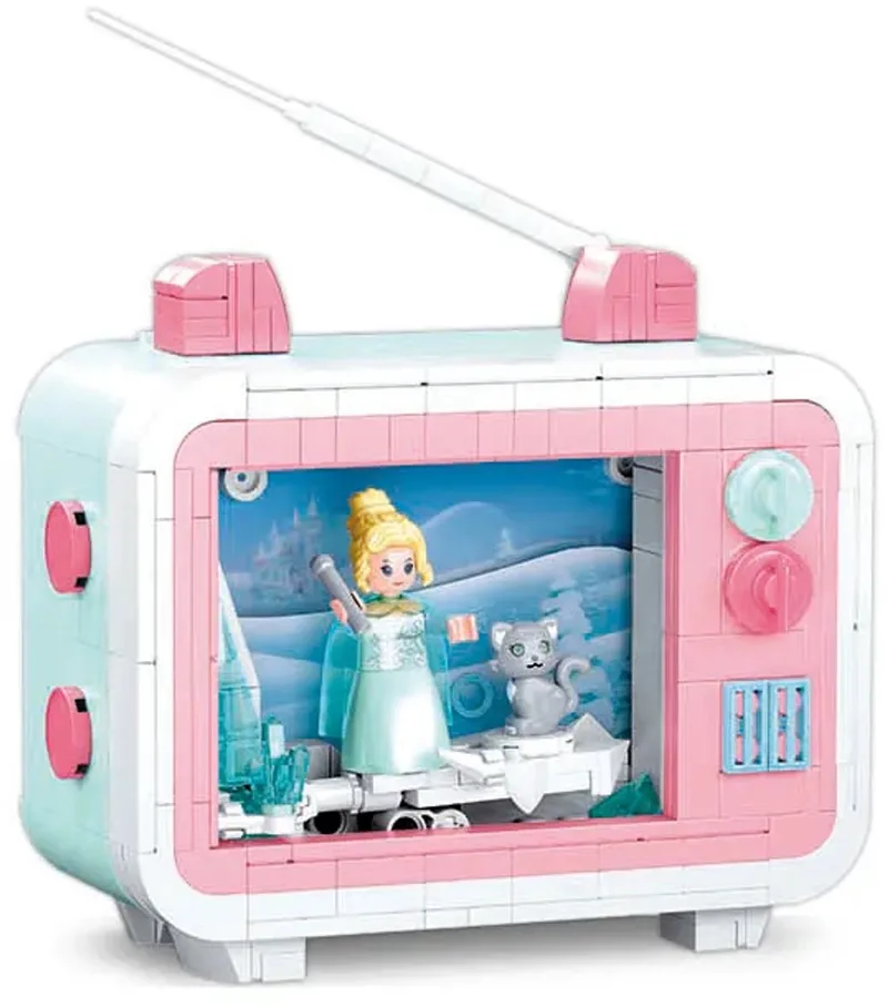 Frozen Princess TV bouwspeelgoed kinderen vanaf 8 jaar – Constructiespeelgoed displaymodel Frozen prinses – bouwdoos met 400 bouwstenen en minifiguren – M38-B1103 by Sluban in Wit – product photo