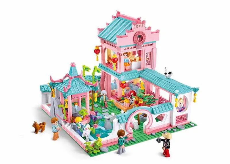 Girl's Dream Chinese Style Villa 2 bouwspeelgoed kinderen vanaf 6 jaar - Constructiespeelgoed modelbouw - bouwdoos met 959 bouwstenen - M38-B1116 van Sluban in Chinese Villa – productfoto