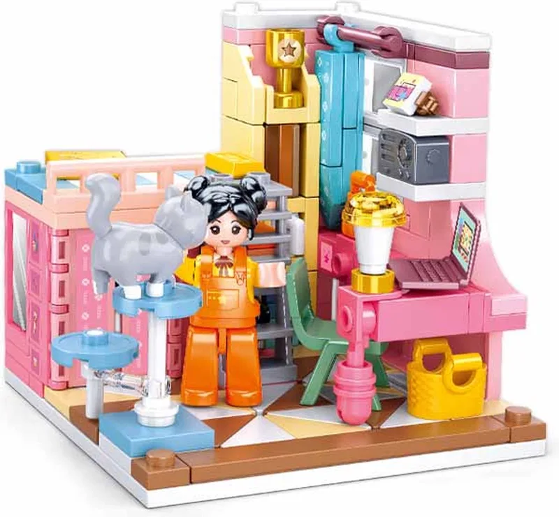 Girls Dream Kinderkamer Mini Handcraft bouwspeelgoed kinderen vanaf 8 jaar – Constructiespeelgoed modelbouw displaykamer – bouwdoos met 210 bouwstenen en 1 minifiguur – M38-B1016D by Sluban in Girls Dream Mini Handcraft Kinderkamer – product photo