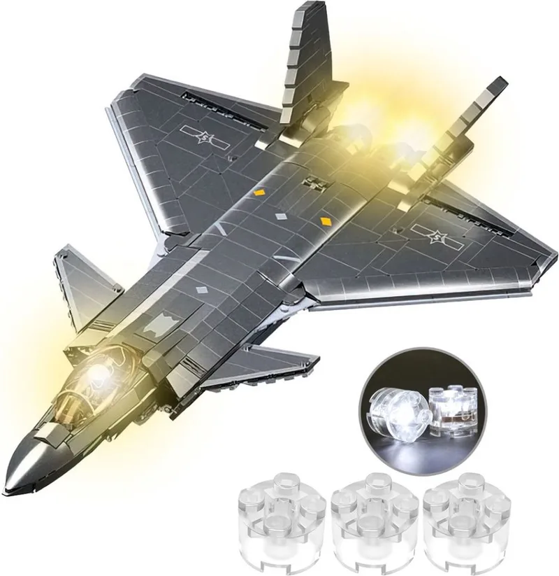 J20S Straaljager met LED verlichtingen | WW2 army luchtmacht | Technic creator ideas educatief leger speelgoed | Expert bouwpakketten voor volwassenen | Classic icons vliegtuig modelbouw | 953 bloks van Sluban in WWII – Straaljager J-20S, 953 bouwstenen – productfoto