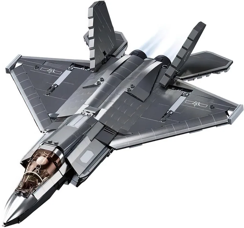 J‑35 Stealth Aircraft vliegtuig bouwspeelgoed kinderen vanaf 12 jaar - Constructiespeelgoed modelbouw - bouwdoos met 812 bouwstenen - M38-B1186 de Sluban en Vliegtuig J-35 Fighter – photo du produit