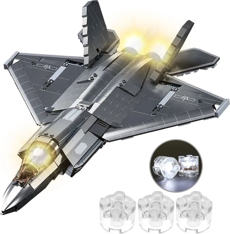 J35S Straaljager met LED verlichtingen | WW2 army luchtmacht | Technic creator ideas educatief leger speelgoed | Expert bouwpakketten voor volwassenen | Classic icons vliegtuig modelbouw | 838 bloks de Sluban en Vliegtuig J35S Fighter – photo du produit