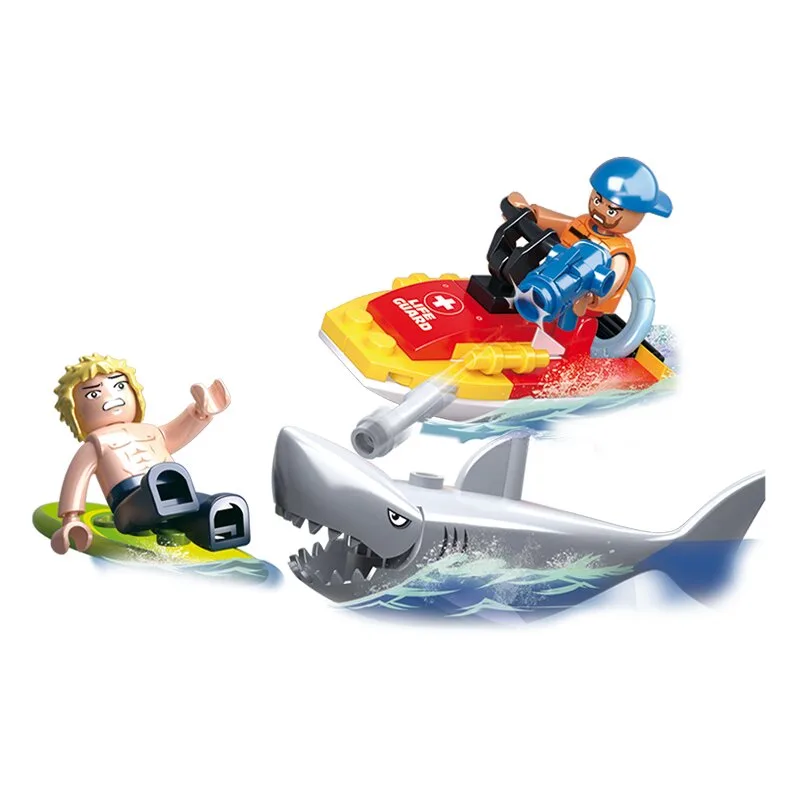 Jetski and Shark bouwstenen set von Sluban – Produktfoto