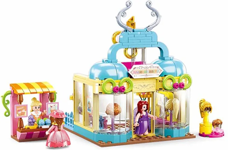 Kapsalon / Hair Salon bouwspeelgoed kinderen vanaf 6 jaar – Constructiespeelgoed modelbouw kapsalon set – bouwdoos met 315 bouwstenen en 3 minifiguren – M38-B0906 de Sluban en Multi – photo du produit
