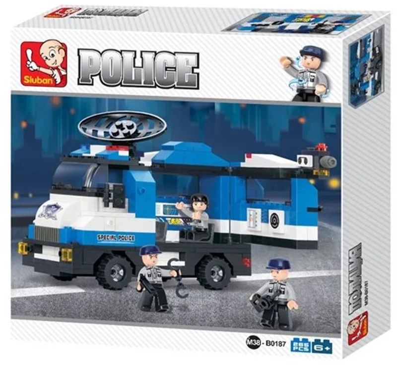 M38-B0187 Mobiele Politiepost von Sluban in Politieblauw – Produktfoto