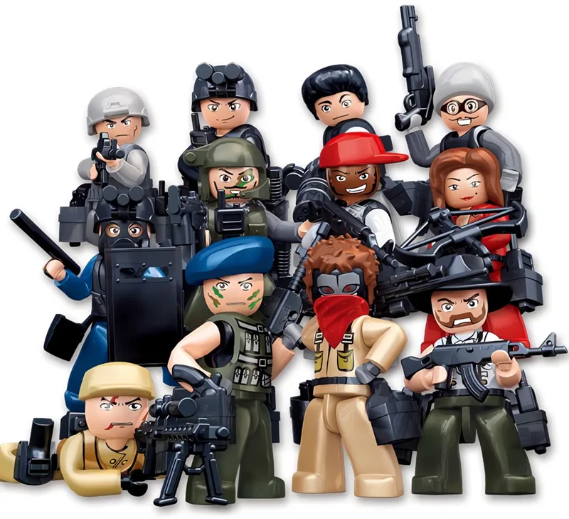 M38-B0583 Minifigures Police Agenten en Boeven serie | 1 van de 12 Willekeurige speelgoed verzamelfiguren | Leger soldaten met wapensets | Action figure poppetjes in polybag von Sluban in Army – Police & Robbers – 1 Willekeurige Minifigure – Produktfoto