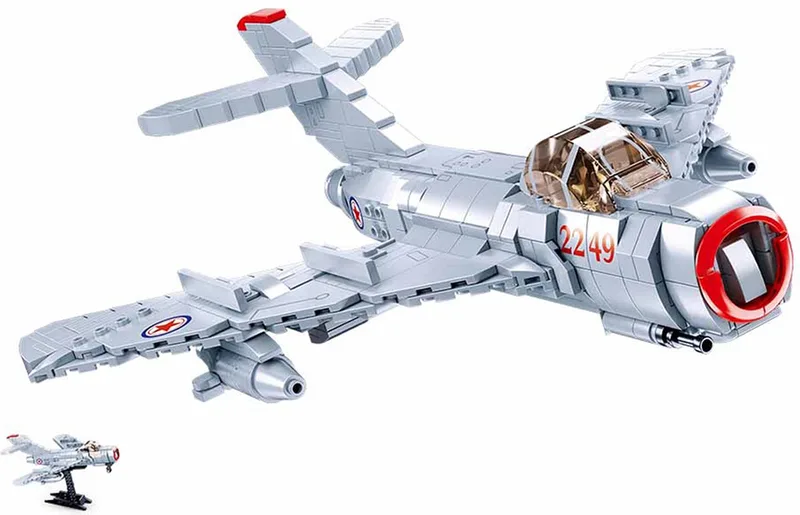 M38-B0983 - Mig 15 - 583 onderdelen - Bouwdoos van Sluban in Grijs – productfoto
