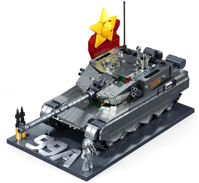 M38-B1234 bouwset | WW2 Army constructie modelbouw | Educatief militair & leger speelgoed bouwpakketten voor kinderen & volwassenen | Incl. 1 minifigure soldaat | 1079 bouwstenen by Sluban in ZTS-99AS Tank – product photo