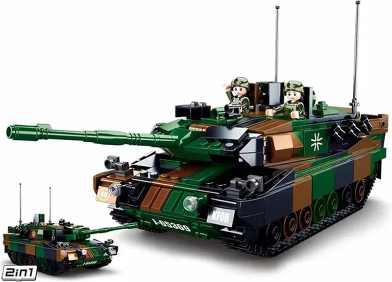 ModelBricks Army Leopard 2A5 Battle Tank constructiespeelgoed – 2in1 bouwset – 766 bouwstenen – M38‑B0839 vanaf 8 jaar by Sluban in Leopard 2A5 Tank – product photo